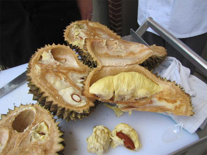 The curious and exotic durian. 